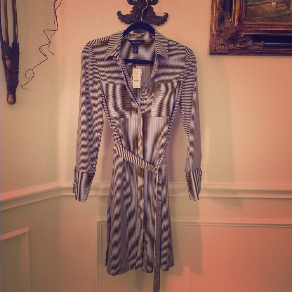 Long sleeve striped shirt dress